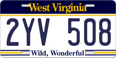 WV license plate 2YV508
