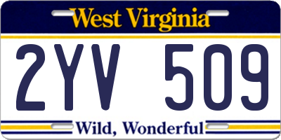 WV license plate 2YV509