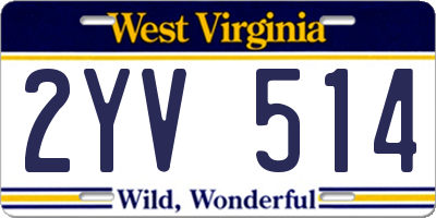 WV license plate 2YV514
