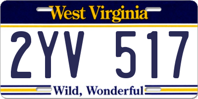 WV license plate 2YV517