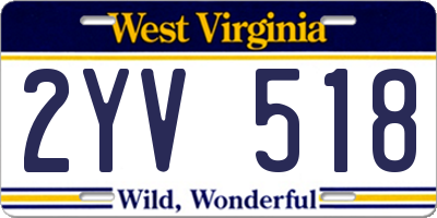 WV license plate 2YV518