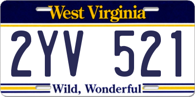 WV license plate 2YV521