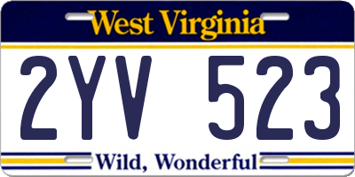 WV license plate 2YV523