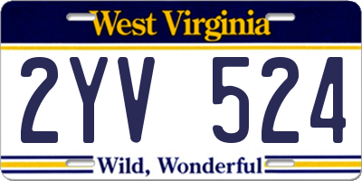 WV license plate 2YV524