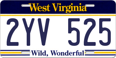 WV license plate 2YV525