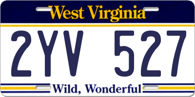 WV license plate 2YV527