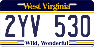 WV license plate 2YV530