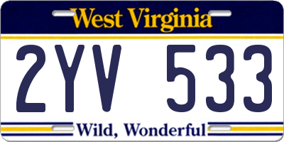 WV license plate 2YV533