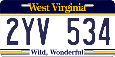 WV license plate 2YV534