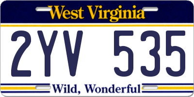 WV license plate 2YV535
