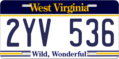 WV license plate 2YV536