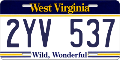 WV license plate 2YV537