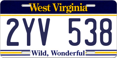 WV license plate 2YV538