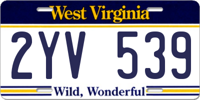 WV license plate 2YV539