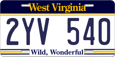 WV license plate 2YV540