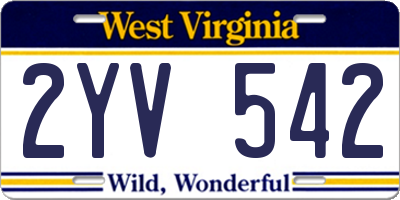 WV license plate 2YV542