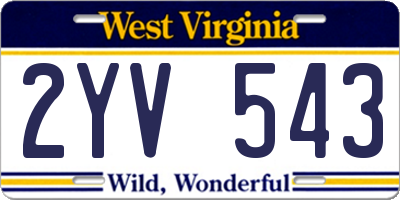 WV license plate 2YV543