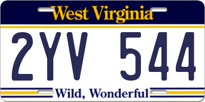 WV license plate 2YV544