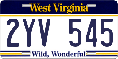 WV license plate 2YV545