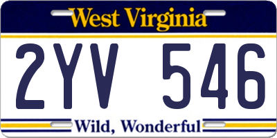 WV license plate 2YV546