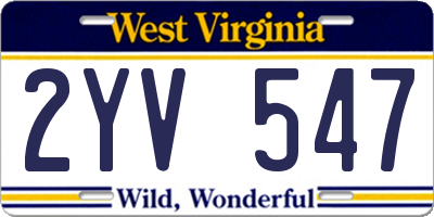 WV license plate 2YV547