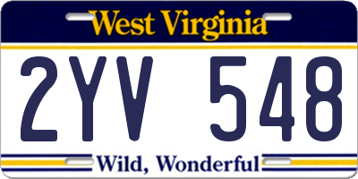 WV license plate 2YV548