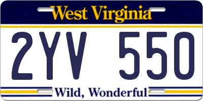 WV license plate 2YV550
