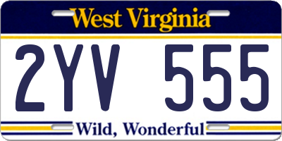 WV license plate 2YV555