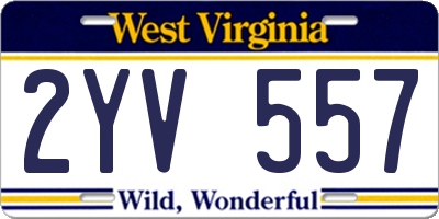 WV license plate 2YV557