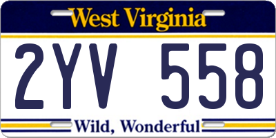 WV license plate 2YV558