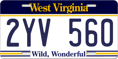 WV license plate 2YV560