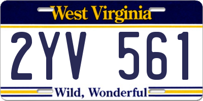 WV license plate 2YV561