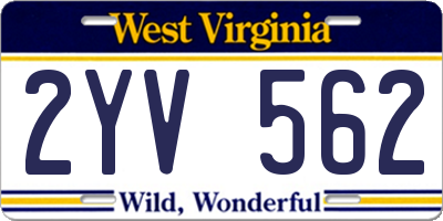 WV license plate 2YV562