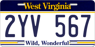 WV license plate 2YV567