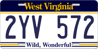 WV license plate 2YV572