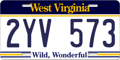 WV license plate 2YV573