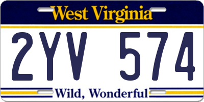 WV license plate 2YV574