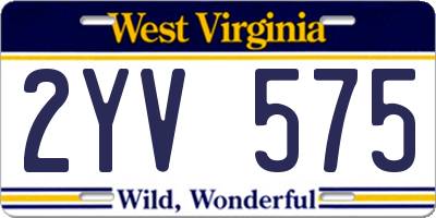 WV license plate 2YV575