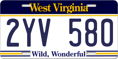 WV license plate 2YV580