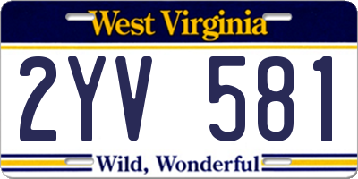 WV license plate 2YV581
