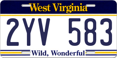 WV license plate 2YV583