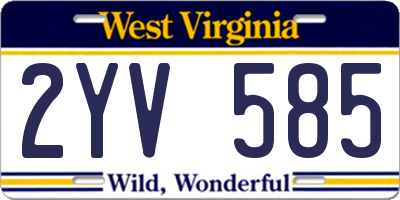 WV license plate 2YV585