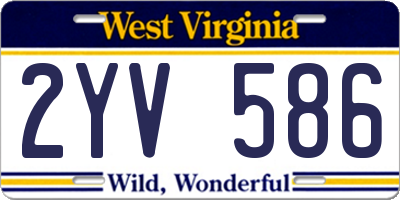 WV license plate 2YV586