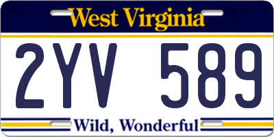 WV license plate 2YV589