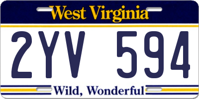WV license plate 2YV594
