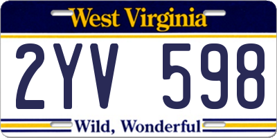 WV license plate 2YV598
