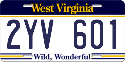 WV license plate 2YV601