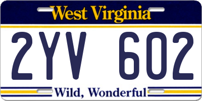 WV license plate 2YV602