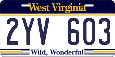 WV license plate 2YV603