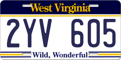 WV license plate 2YV605
